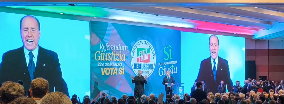 Si parla di riforma della giustizia nel convegno di Forza Italia all'Ergife Palace di Roma con tutti gli esponenti presenti